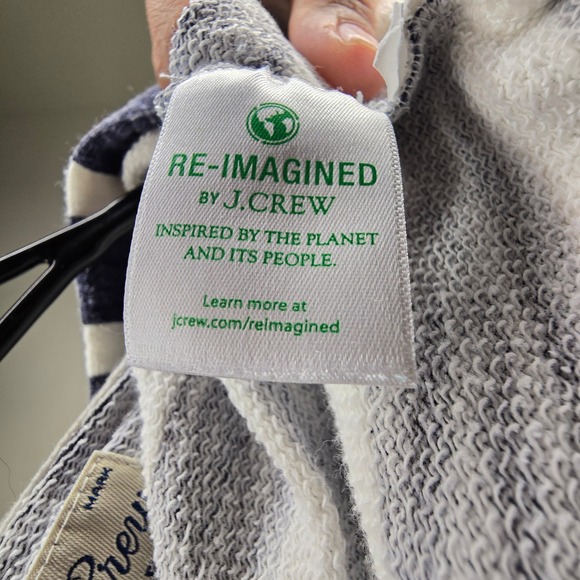 J.Crew Re-Imagined Vintage Fleece Navy White Striped Full Zip Hoodie XXS - Picture 3 of 4